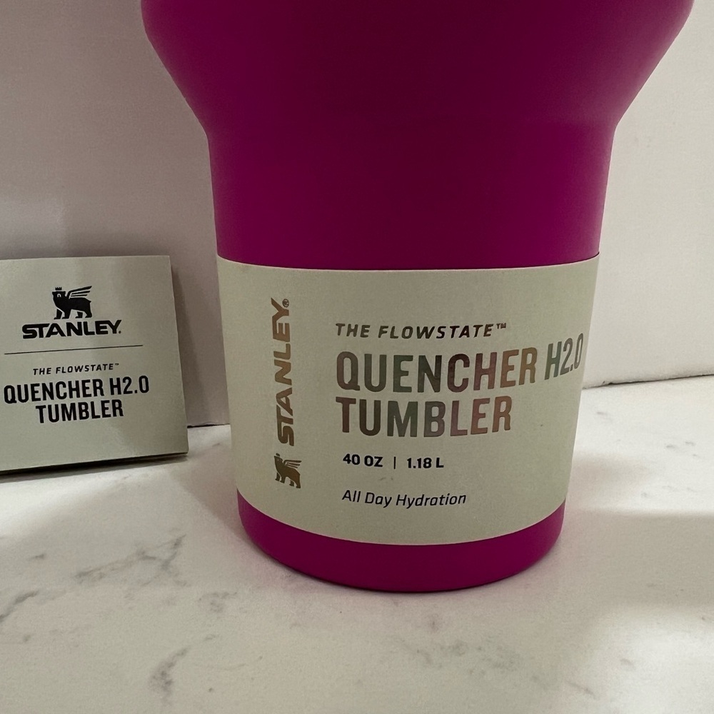 Stanley Vibrant Pink Tumbler with Orange Accent - Picture 5 of 13